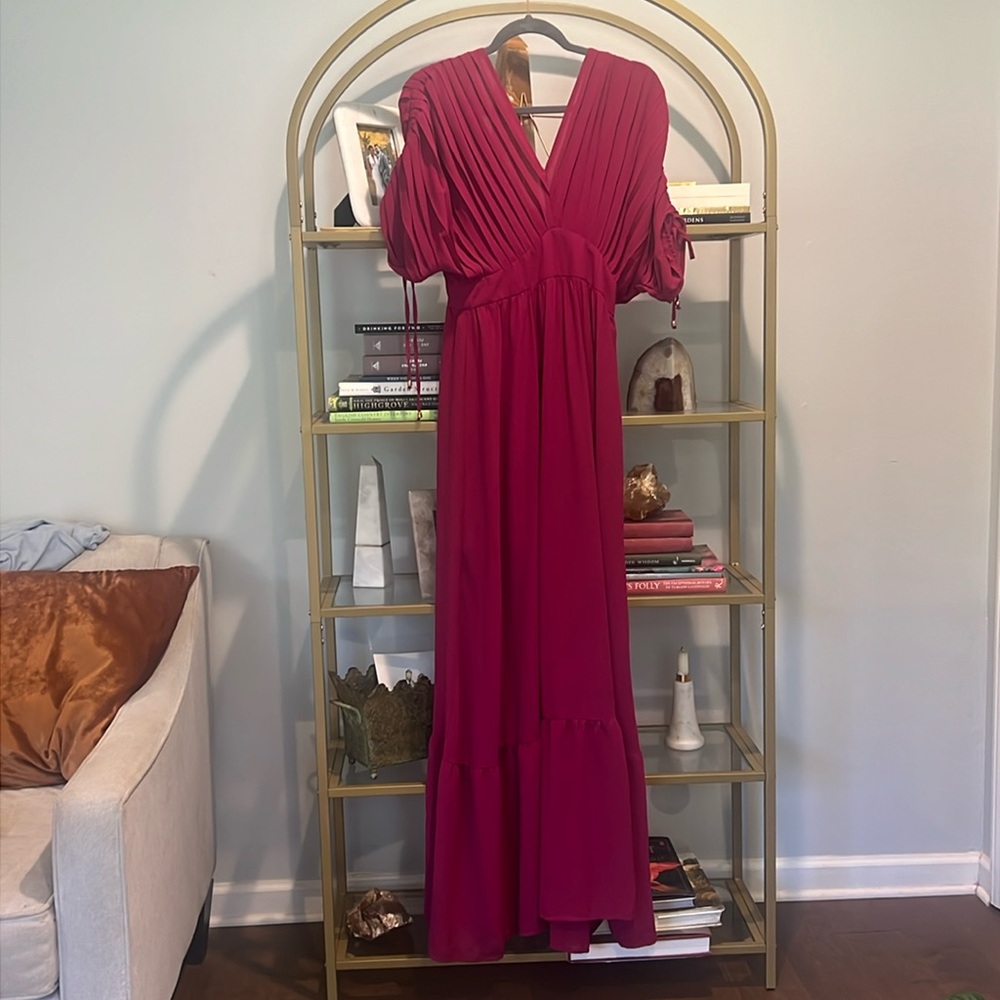 Raspberry colored long dress from Fabrik.